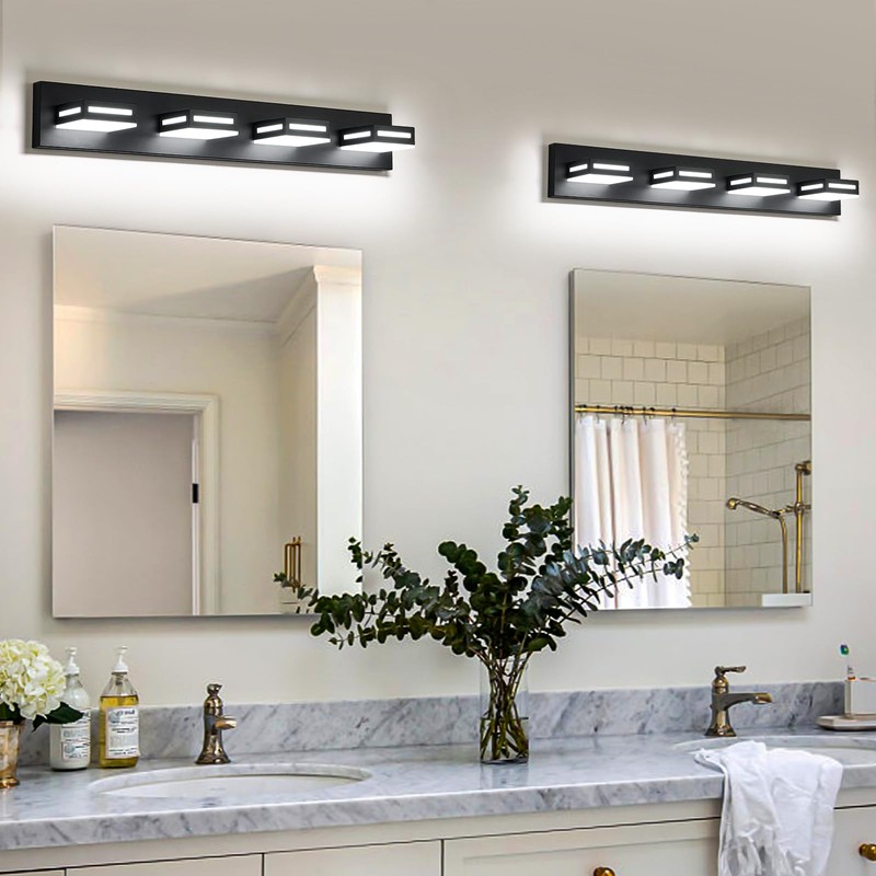 Donrao 30-Inch 4-Light LED Modern Black Bathroom Vanity Light Fixtures