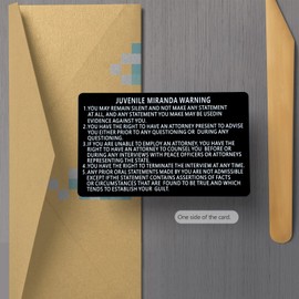 Velinpun 3 PCS Metal Miranda Warning Card, Juvenile Miranda Rights Card Metal Laser Engraved Insert (Black)