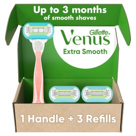 Gillette Venus Extra Smooth Pink Women's Razor, Pivoting Razor Head, 5 Blades for an Extra Smooth Shave, Handle + 3 Blade Refills, Holiday Gifts for Women