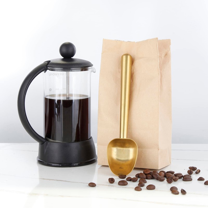 Easyworkz ステンレス鋼 ロング ハンドル コーヒースクープ 7g 計量スプーン「真鍮ゴールド」