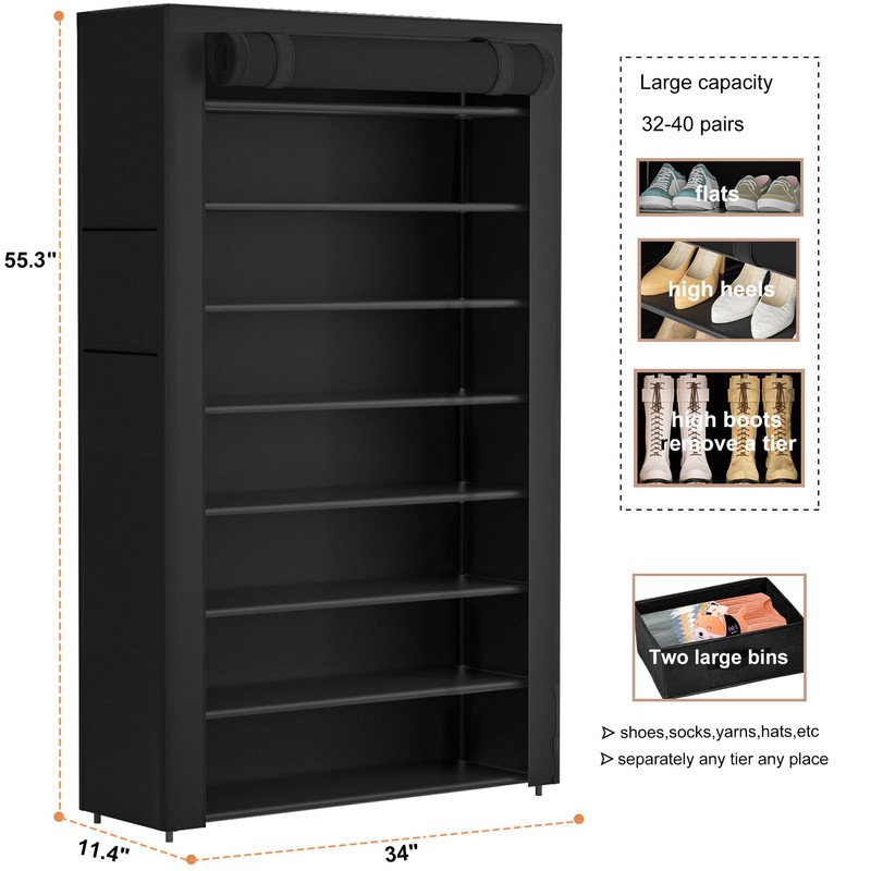 OYREL Tall Shoe Rack Dustproof Cabinet Large Capacity 8 Tier