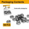 Mrosnail 100PCS SAE 6-32 Hex Nuts Assortment Kit, 304 Stainless