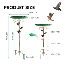 L.StarryIsland Vogeltränke Stehend Groß mit Stabiler 5-Zinken-Basis, 78cm Metall Vintage Vogeltränke Winterfest, Vogelbad Garten Stehend, Wassertränke für Vögel, Vogeltränke Garten für Wildvögel