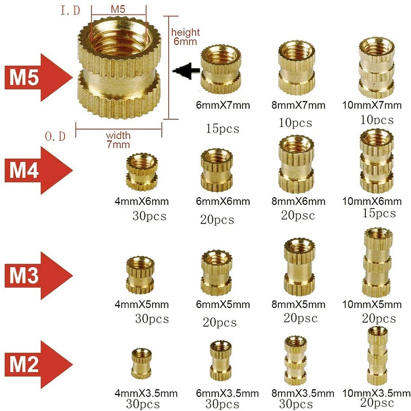 Beihuazi® 330 Pieces Threaded Insert Nut M2 M3 M4 M5