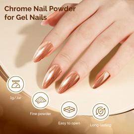 MelodySusie 2Pcs Chrome Nail Powder for Gel Nails,Metallic Mirror Effect Pigment Stylish and Technological Fine Glitter for Home DIY Salon Use