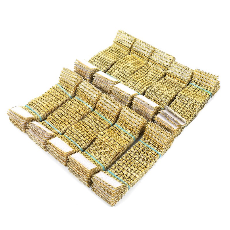100pcs 8 Rows Chair Sash Napkin Rings Diamond Mesh Wrap