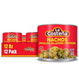 La Costeña Sliced Nacho Jalapeno Peppers - Pickled Jalapenos - Jalapeno Pepper - Hot Peppers - Mexican Food, Guacamole, Spicy Nacho & Taco Toppings, Enchiladas & Salsa - 12oz, 12 Pack Canned Jalapenos