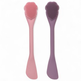MIJOMA 2in1 Silikon-Gesichtsreinigungsbürste & Maskenspatel – sanfte Reinigung & Maskenauftrag – wiederverwendbar, hygienisch, für Gesicht & Körper – 2er Set (Rosa-Taupe)