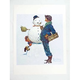 Norman Rockwell - Snow Sculpturing - Brown & Bigelow Print - 24 in x 18 in - NOS