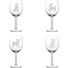 MIP Set of 4 Wine Glass Gift Miniature Schnauzer Collection (10 oz)