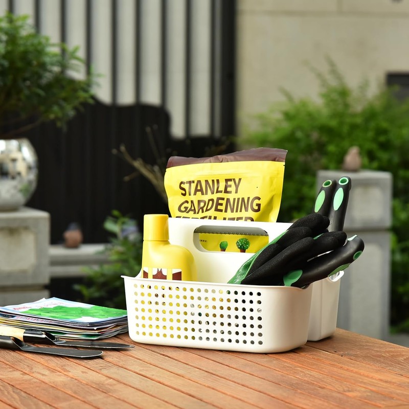 ALINK Plastic Shower Caddy Basket, Portable Divided Cleaning Supply Storage