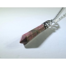 Inc Designs Jewelry Charged Australian Natural Pink Rhodonite Pendant+ 18" Stainless Steel Chain