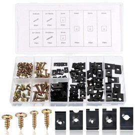 Pack of 170 Thread Clip Nut Set, Sheet Metal Nuts Assortment, Sheet Metal Nuts, Body, Body Screws, U-Type Metal Clip Nuts