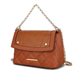 MKF Collection Shoulder Bag for Women, Crossbody Top-Handle Handbag Purse Cognac
