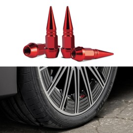 QZTYTY 4PCS 45mm Spiked Aluminum Stem Valve Caps, Tire Valve Caps, Dustproof Tire Wheel Stem Caps, Universal Tire Air Cap Car Accessories Compatible with Cars, SUVs,Trucks Bicycles (Red, 45mm)