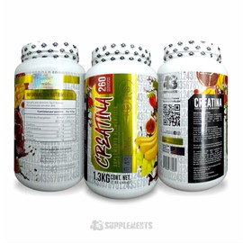 43 SUPPLEMENTS | CREATINA 1.3KG | SABOR PONCHE DE FRUTAS, KIWI Y MORA | Creatina monohidratada de alta pureza sin sabor | 260 servicios por envase. (Ponche de Frutas)