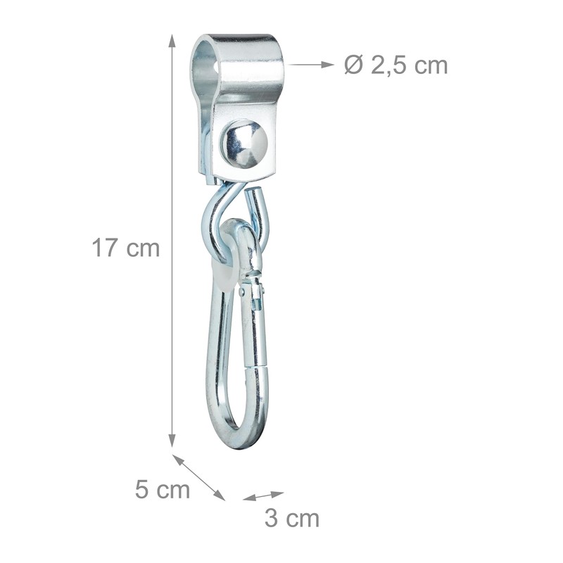 Relaxdays Swing Hooks with Carabiners, Set of 2 Cuff Hooks,