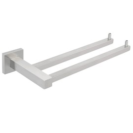 Alise Hand Towel Holder,Double Towel Ring Towel Bars for Bathroom Lavatory,Square Towel Hanger Wall Mount SUS304 Stainless Steel Towel Rack,Brushed Nickel GKL8810D-LS