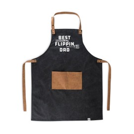 Foster & Rye Best Flippin Dad Pocket, Canvas Apron Adjustable Strap, grilling men, Father's Day Gift, Set of 1, Black