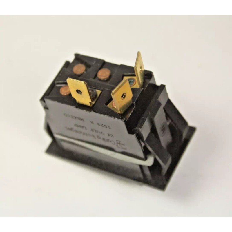 Carling Lighted Rocker Switch, RED JEWEL, SPST ON/OFF 24v Lamp,