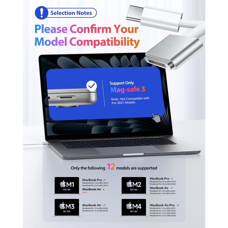 Stouchi 6ft USB-C to Magnetic 3 Cable, 140W Fast Charging