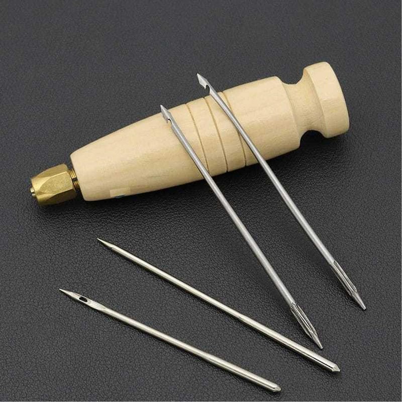 ArrErr Leather Sewing Awl Needle Wooden Handle Scratch Awl Tool