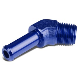 Auto Dynasty 1/4 inches NPT Male 45 Degree to 3/8 inches Hose Port Nipple Aluminum Finish Adapter (Blue)