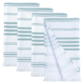 Ample Decor Bathroom Hand Towels for Kitchen Set of 4 100% Cotton Soft Boho Hand Towels Pre-Washed Hammam Towels - Mint Green - 16 X 28 Inch