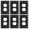 6-Pack Duplex Outlet Cover Plate, Decorative Matte Black Switch Plates