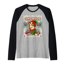 Jack Russell Terrier Snow Dog Christmas Santa Claus Elf Raglan Baseball Tee