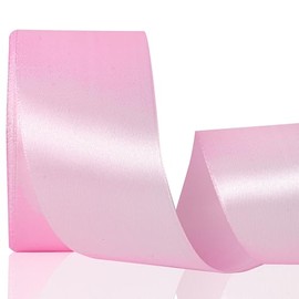 Pink Ribbon 2 Inch, 25 Yards/roll Solid Satin Ribbon for Gift Wrapping, Bow & Eternal Flower Making, Floral Bouquets, Party Decoration.