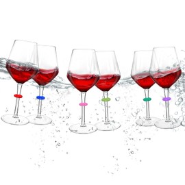 Floating Wine Glasses for Pool with Charms Tags, Pool accessories for adults, Shatterproof Poolside Wine Glasses, Floating Cup With Stem, Unbreakable Wine Cup & BPA-free (16 Oz, Set of 6)