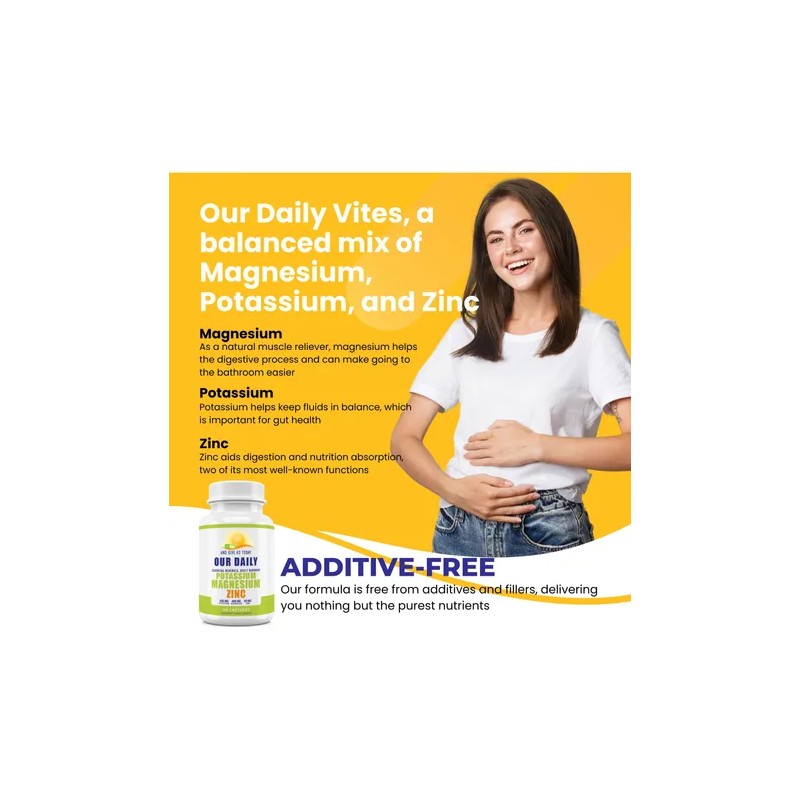 Magnesium Potassium Zinc Cápsulas 90 Vegano Suplemento