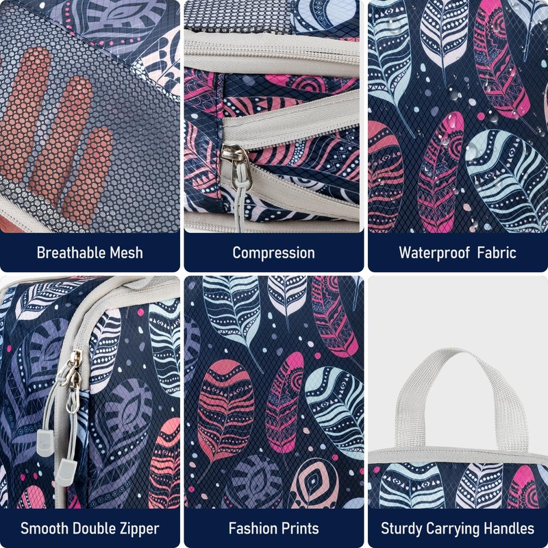 Compression Packing Cubes for Travel, Travel Essentials Luggage Organizer bags