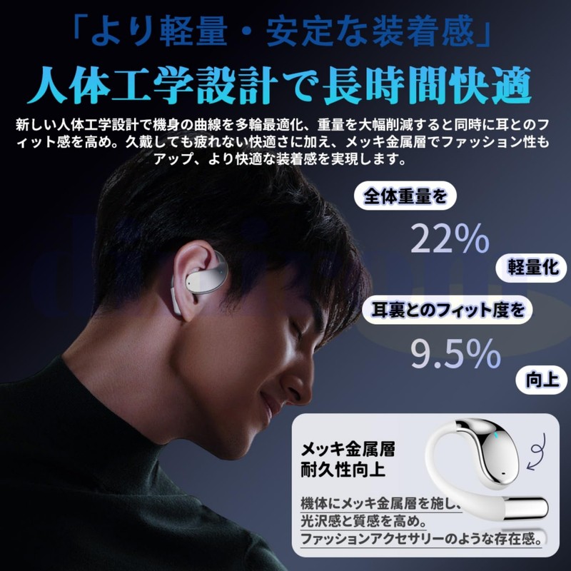 2026 Wireless Earbuds, Non-Blocking Earphones, Bluetooth 5.4, Open-Ear, Over-Ear Type,