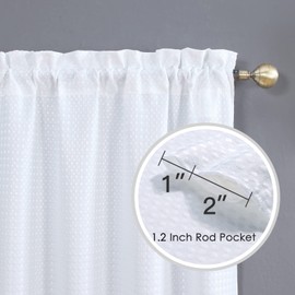 Home Queen White Water Resistant Bathroom Window Curtain, Waffle Textured Half Tier Curtains for Kitchen Cafe, 36" W X 45" L Inches, Set of 2