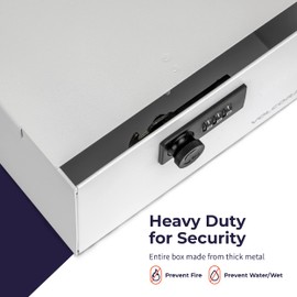 Volcora Cash Box Money Organizer - 15” x 7.5” x 4” Cashbox 5 Compartments Drawer Tray - Bills and Coin Slot with Combination Lock for POS Register, Kiosk, Retail, Personal and Business Use, Black