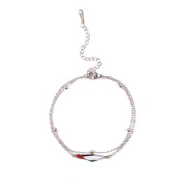 KHKINDPRO Palestine Bracelet, Palestine Flag Bracelets Jewelry Gifts, 14K Gold Adjustable Chain Bracelet for Women Men Symbolizing Freedom, Promise Bracelet Gifts (silver-bistratal)