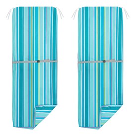 NettyPro Outdoor Patio Lounge Chair Cushion Covers Set 2 with Zipper and Tie, Water Repellent UV Resistant, 72 x 22 x 3 Inch, Replacement Cover Only, Stripes Turquoise