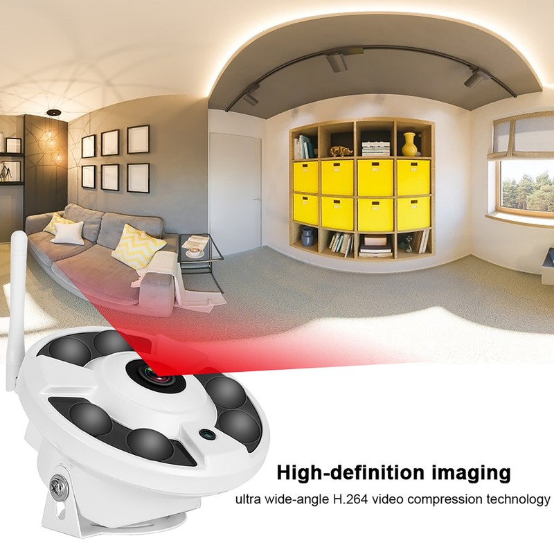 IP Fisheye Camera 360 Panoramic Surveillance IR Wifi 1080P 110‑240V