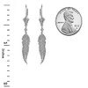 Certified 925 Sterling Silver Native American Feather Leaf Dangle Earrings