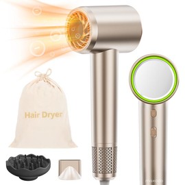 Maxodo High-Speed Hair Dryer with 4-Speed Temperature Control,  Silvery, Accessories (Storage Bag, Magnetic Suction Nozzle, Diffuser) Springtok - Color: Blue, single nozzle