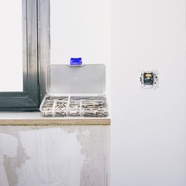 Miayaya 90 Pieces Electrical Outlet Extender Kit Includes 1-3/4 1-1/2 3/4 1 1/2 1/4 Inch 6-32 Thread Flat Head Device Mounting Electrical Outlet Screws with Packaging Box