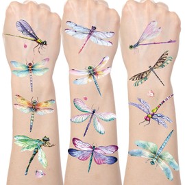 Lovarywow Dragonfly Temporary Tattoos Stickers - 200+ Watercolor Dragonfly Tattoos Temporary Realistic for Women Insect Birthday Party Decorations Favors Supplies Dragonfly Gifts for Women Kids Prizes