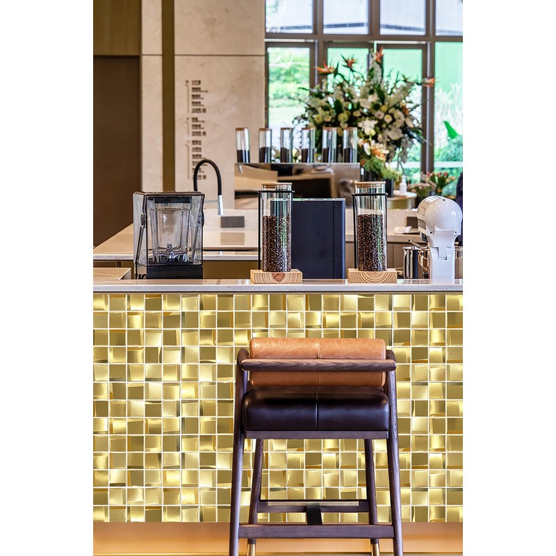 Parrotile 3D Wall Panels Golden 2x2 Metal Mosaic Tile Sheets