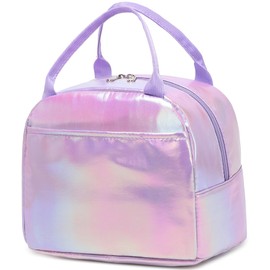 Lunch Bag for Women Girls Lunch Tote Bag Reusable Insulated Lunch Box Large Capacity Lunch Bag for Work Picnic or Travel,Sparkle Purple