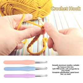 Crochet Hooks, Aluminum Hooks with Ergonomic TPR Handle DIY Handcraft Knitting Tool for Arthritic Hands 6.5mm 7.0mm 8.0mm