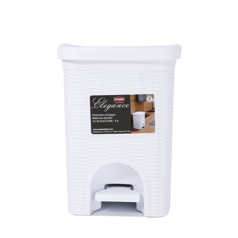 Stefanplast Elegance Bathroom Dustbin, White, 20.5 x 20.5 x 28