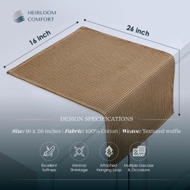 HEIRLOOM COMFORT 3 Pack Dual Waffle Weave Kitchen Towels, 16x26 Inch, 100% Cotton, Super Absorbent, Quick Dry Dishcloth Set with Hanging Loop, Soft and Durable, Brown