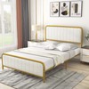Giantex Full Size Gold Bed Frame with Velvet Headboard and